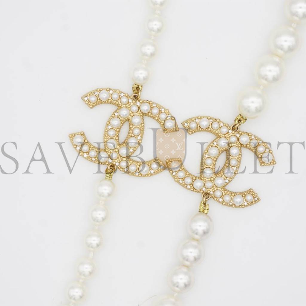 Ch*el vintage extra long pearls trio cc logo coco strands versatile necklace 3427223210282